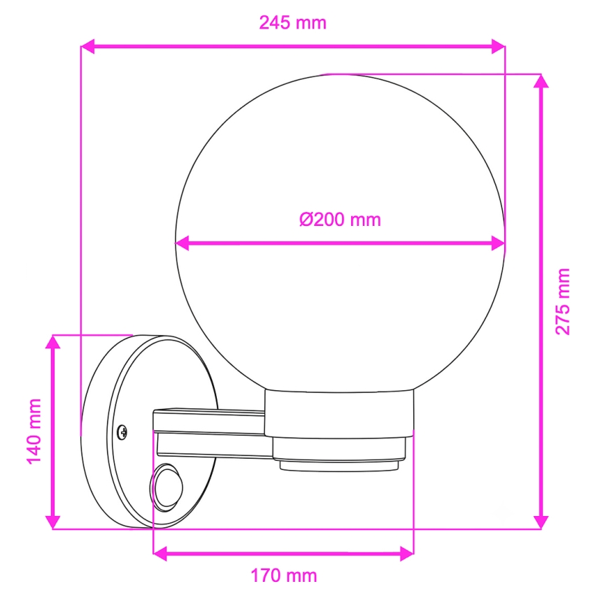 BRILAGI - Aplique de pared exterior con sensor de movimiento HARBOR 1xE27/40W/230V IP33 antracita/transparente