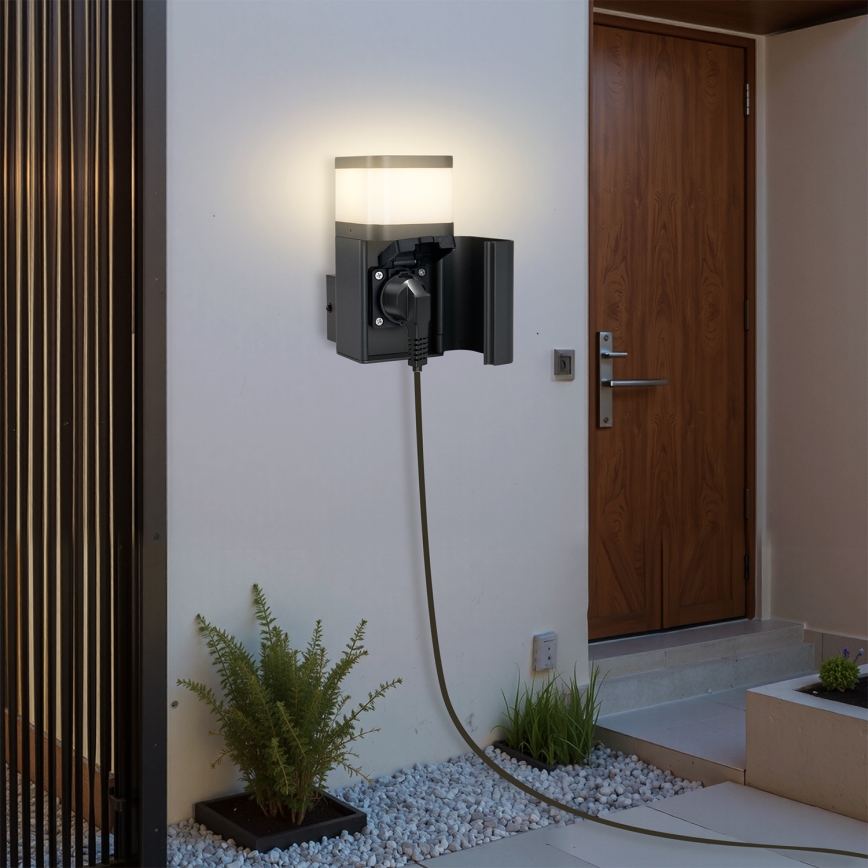 Brilagi - Lámpara de pared exterior PILLAR con enchufe SCHUKO 1xG9/11W/230V IP44 antracita