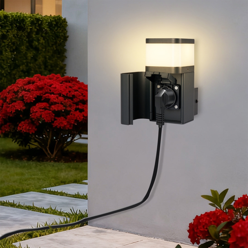 Brilagi - Lámpara de pared exterior PILLAR con enchufe SCHUKO 1xG9/11W/230V IP44 antracita