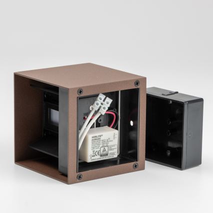 BRILAGI - Aplique de pared exterior CUBE LED/6W/230V marrón IP54