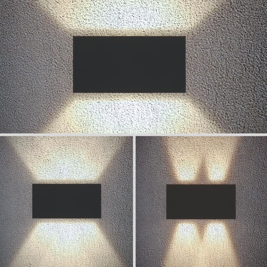 Brilagi - Aplique de pared exterior DOUBLE CUBE LED/12W/230V antracita IP65