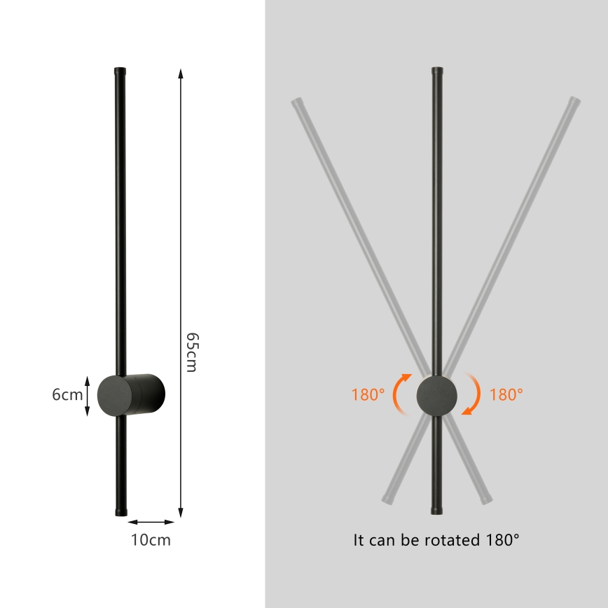 Brilagi - Aplique de pared exterior LED AURA LED/12W/230V 4000K IP54 65 cm negro CRI 90