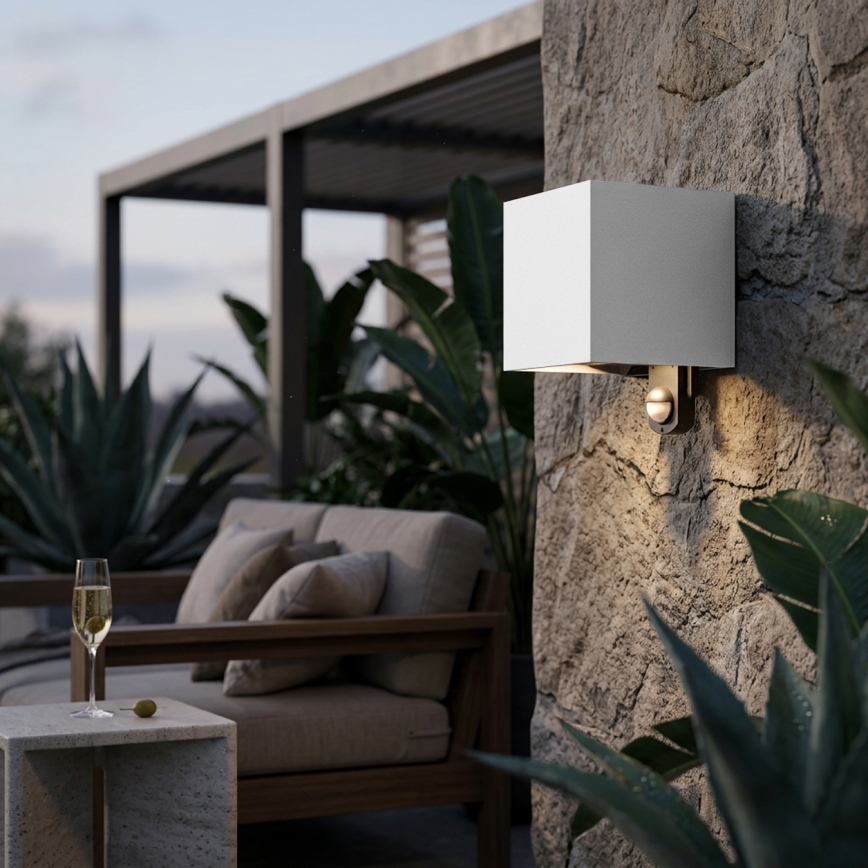 Brilagi - Aplique de pared exterior LED con sensor CUBE LED/6W/230V gris IP65