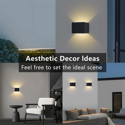 Brilagi - Aplique de pared exterior LED DONNANI LED/5W/230V 10 cm negro IP44