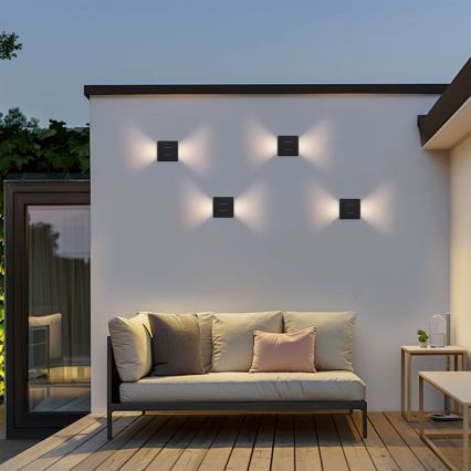 Brilagi - Aplique de pared exterior LED DOUBLERAY LINE LED/6W/230V negro IP54