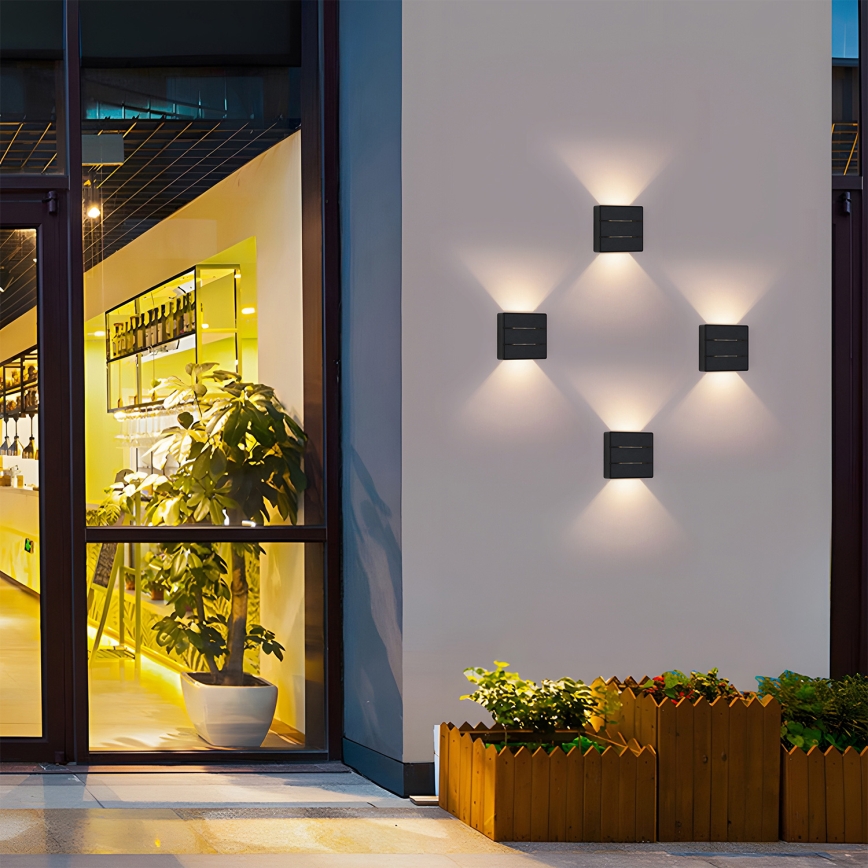 Brilagi - Aplique de pared exterior LED DOUBLERAY LINE LED/6W/230V negro IP54