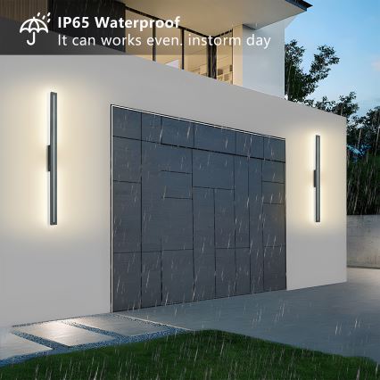 Brilagi - Aplique de pared exterior LED LINEO LED/24W/230V 3000K IP65 100 cm antracita CRI 90