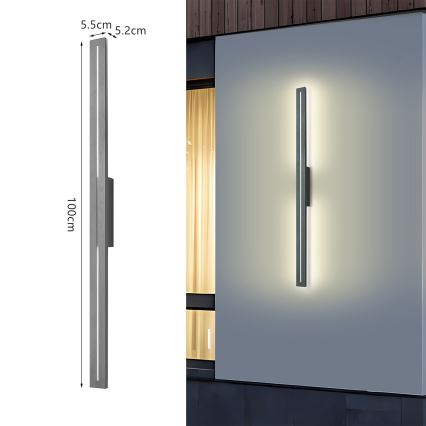 Brilagi - Aplique de pared exterior LED LINEO LED/24W/230V 3000K IP65 100 cm antracita CRI 90
