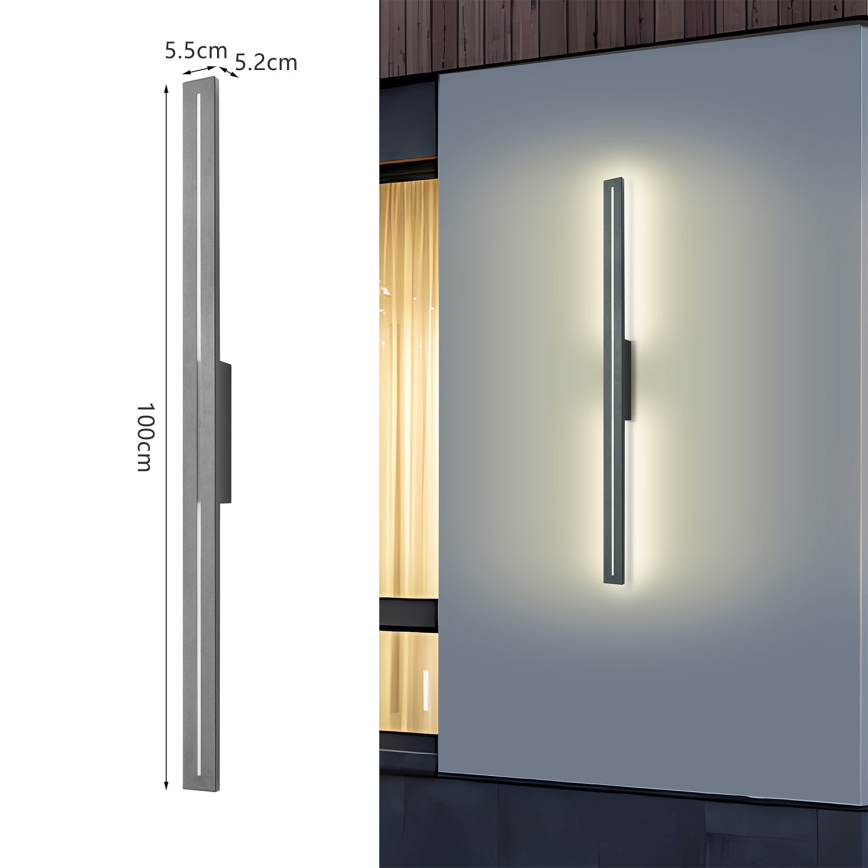 Brilagi - Aplique de pared exterior LED LINEO LED/24W/230V 3000K IP65 100 cm antracita CRI 90