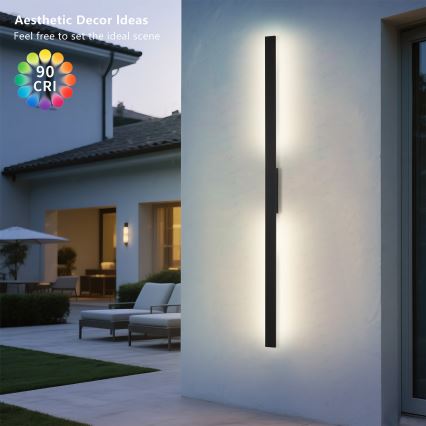 Brilagi - Aplique LED exterior LUNA LED/30W/230V 4000K IP65 150 cm negro CRI 90