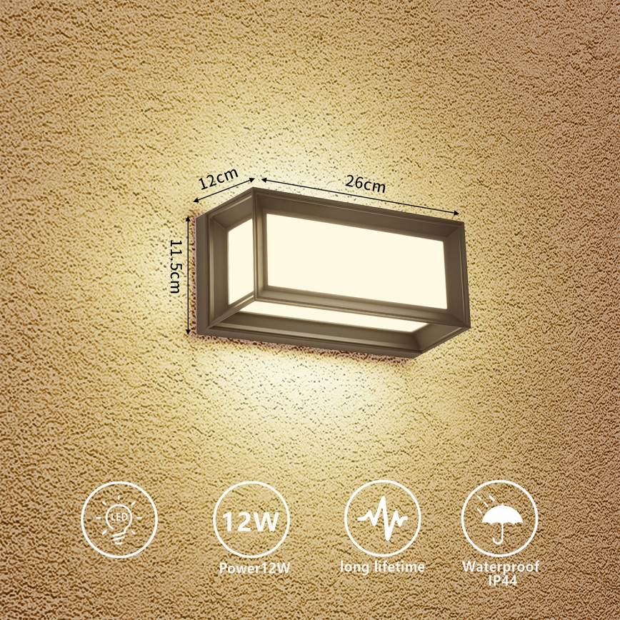 Brilagi - Aplique de pared LED para exterior PARKER LED/12W/230V 3000/4500/6000K antracita IP44