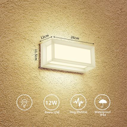 Brilagi - Aplique LED de pared exterior PARKER LED/12W/230V 3000/4500/6000K blanco IP44