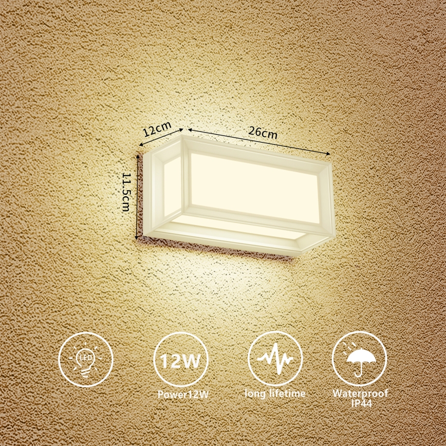 Brilagi - Aplique LED de pared exterior PARKER LED/12W/230V 3000/4500/6000K blanco IP44