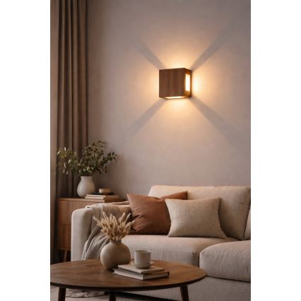 BRILAGI - Aplique de pared exterior LED QUADRAY LED/6W/230V acabado en madera IP54