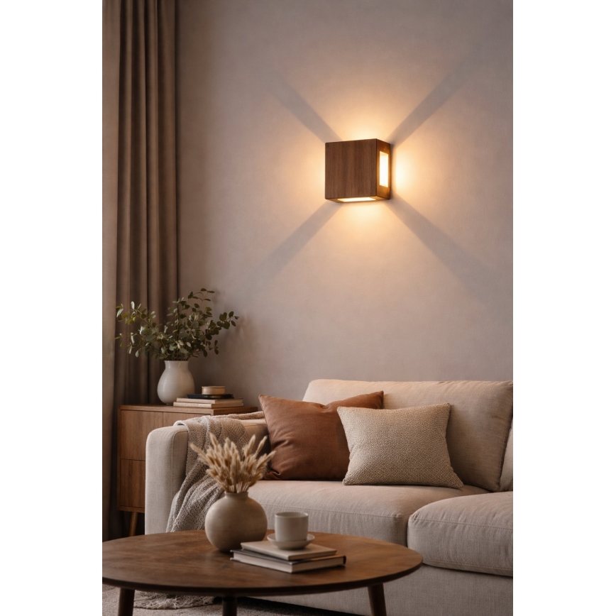 BRILAGI - Aplique de pared exterior LED QUADRAY LED/6W/230V acabado en madera IP54