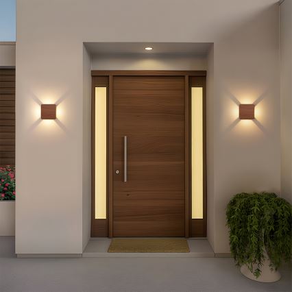 BRILAGI - Aplique de pared exterior LED QUADRAY LED/6W/230V acabado en madera IP54