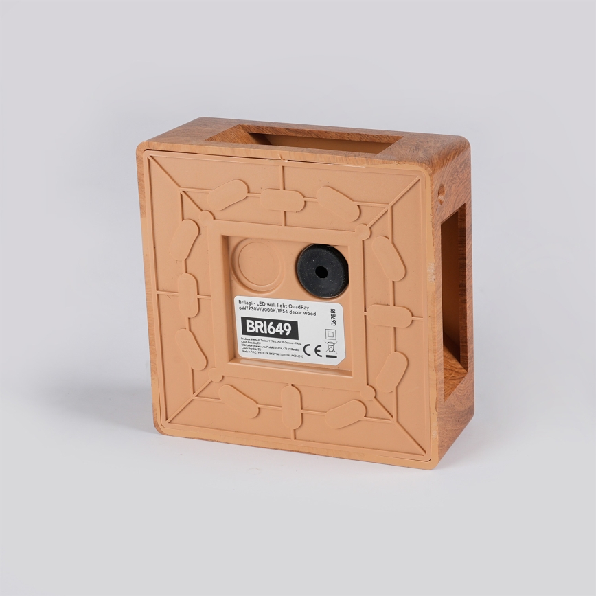 BRILAGI - Aplique de pared exterior LED QUADRAY LED/6W/230V acabado en madera IP54
