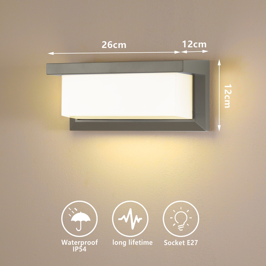 Brilagi - Aplique de pared exterior LED regulable BRICKY 1xE27/6W/230V 2700-6500K IP54 gris