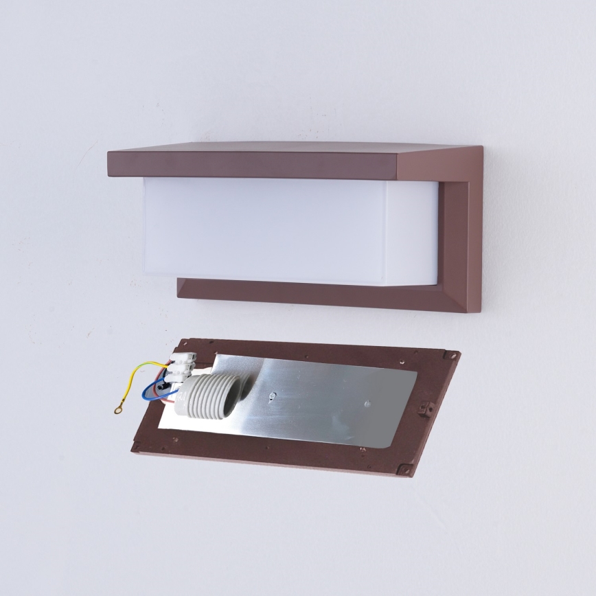Brilagi - Aplique de pared exterior LED RGBW regulable BRICKY 1xE27/9W/230V 2700-6500K IP54 marrón