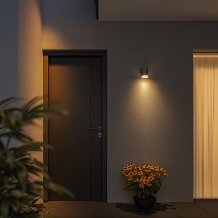 Brilagi - Aplique de pared exterior LED RGBW regulable MATERA 1xGU10/4,8W/230V 3000K IP54 gris + mando a distancia