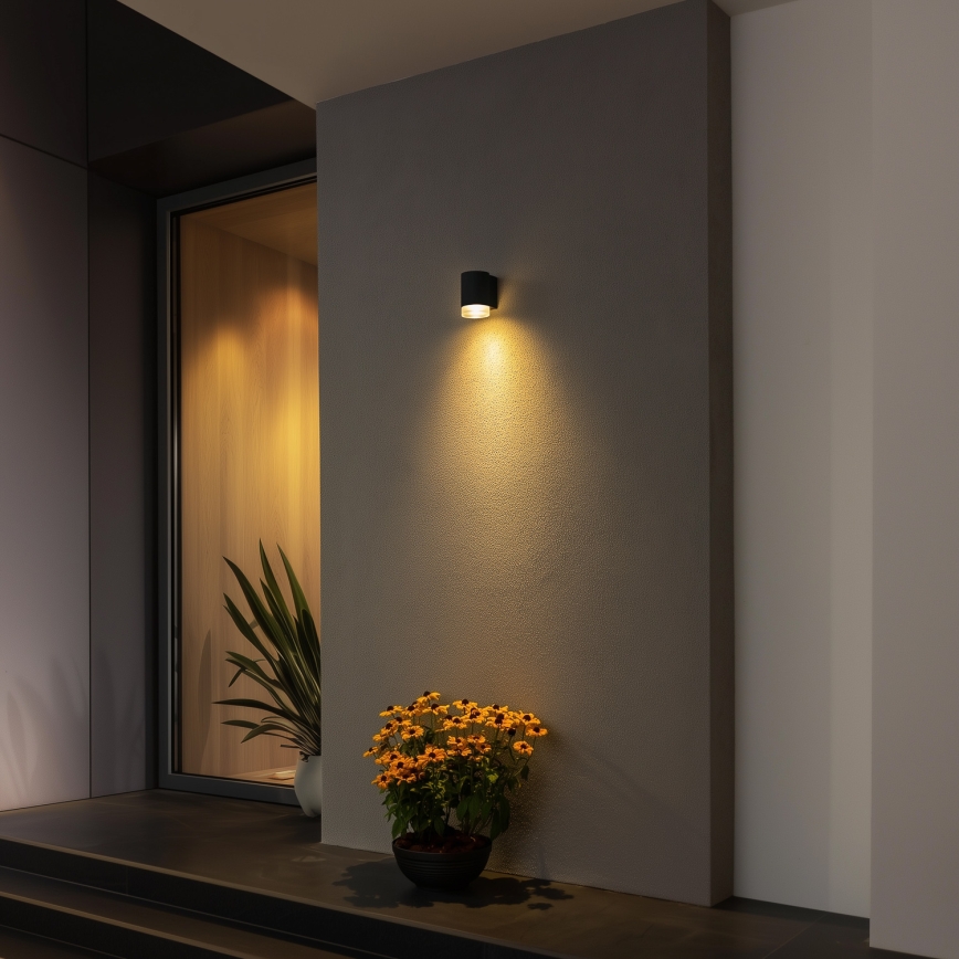 Brilagi - Aplique LED RGBW regulable de pared para exterior MATERA 1xGU10/4,8W/230V 3000K IP54 negro + mando a distancia