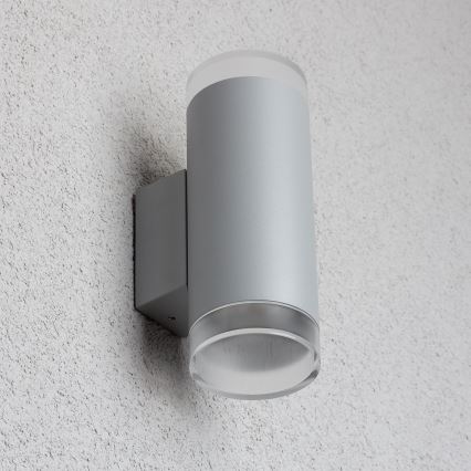 Brilagi - Luminaria de pared exterior LED RGBW regulable MATERA 2xGU10/4,8W/230V 3000K IP54 gris + mando a distancia