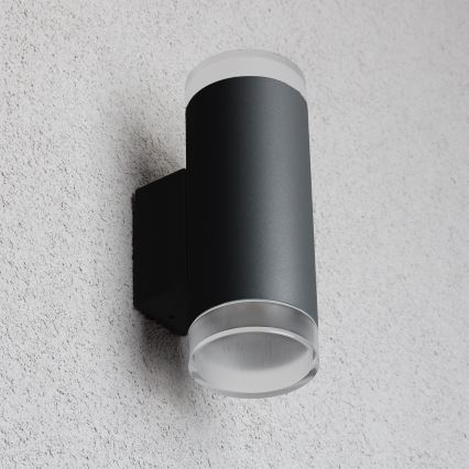 Brilagi - Aplique de pared exterior LED RGBW regulable MATERA 2xGU10/4,8W/230V 3000K IP54 negro + mando a distancia
