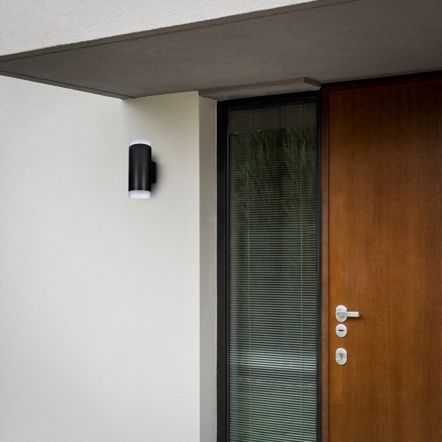 Brilagi - Aplique de pared exterior LED RGBW regulable MATERA 2xGU10/4,8W/230V 3000K IP54 negro + mando a distancia