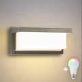 Brilagi - Aplique de pared exterior LED RGBW regulable BRICKY 1xE27/9W/230V 2700-6500K IP54 gris
