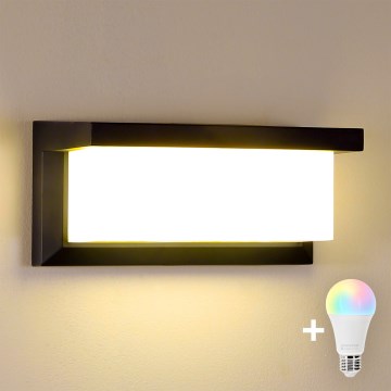 Brilagi - Aplique de pared exterior LED RGBW regulable BRICKY 1xE27/9W/230V 2700-6500K IP54 negro