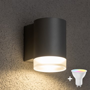 Brilagi - Aplique de pared exterior LED RGBW regulable MATERA 1xGU10/4,8W/230V 3000K IP54 gris + mando a distancia
