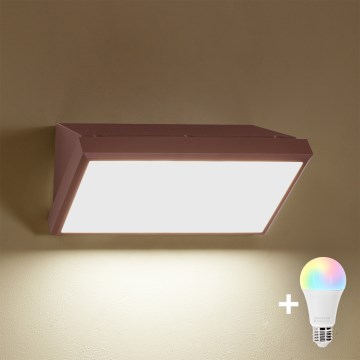 Brilagi - Aplique de pared exterior LED RGBW regulable TRIANGLE 1xE27/9W/230V 2700-6500K IP65 marrón