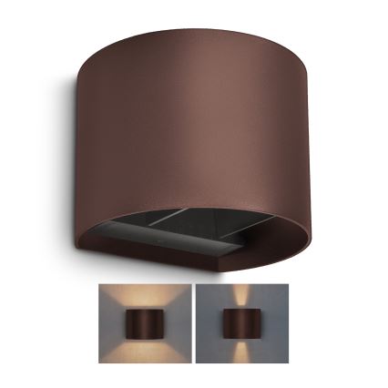 Brilagi - Aplique de pared exterior LED RONDO LED/6W/230V marrón IP54