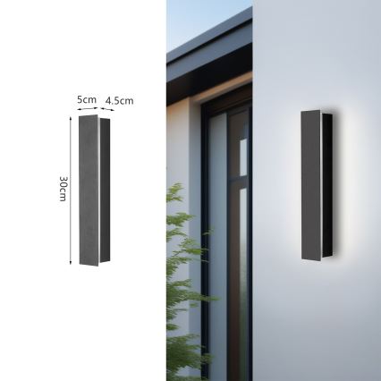 Brilagi - Aplique LED de pared para exterior LINEAR LED/8W/230V 3000K IP65 30 cm antracita CRI 90