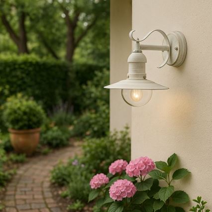 Brilagi - Aplique de pared exterior MOLDE 1xE27/60W/230V IP44 blanco/pátina
