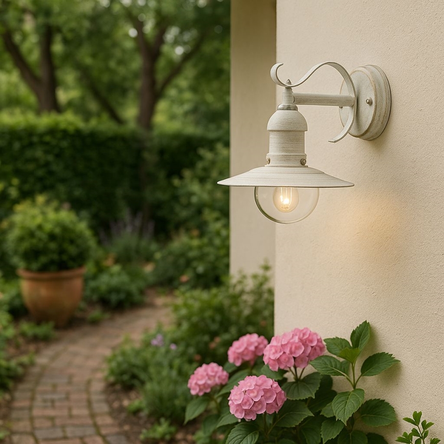 Brilagi - Aplique de pared exterior MOLDE 1xE27/60W/230V IP44 blanco/pátina