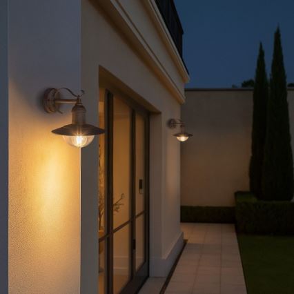 Brilagi - Aplique de pared exterior MOLDE 1xE27/60W/230V IP44 blanco/pátina