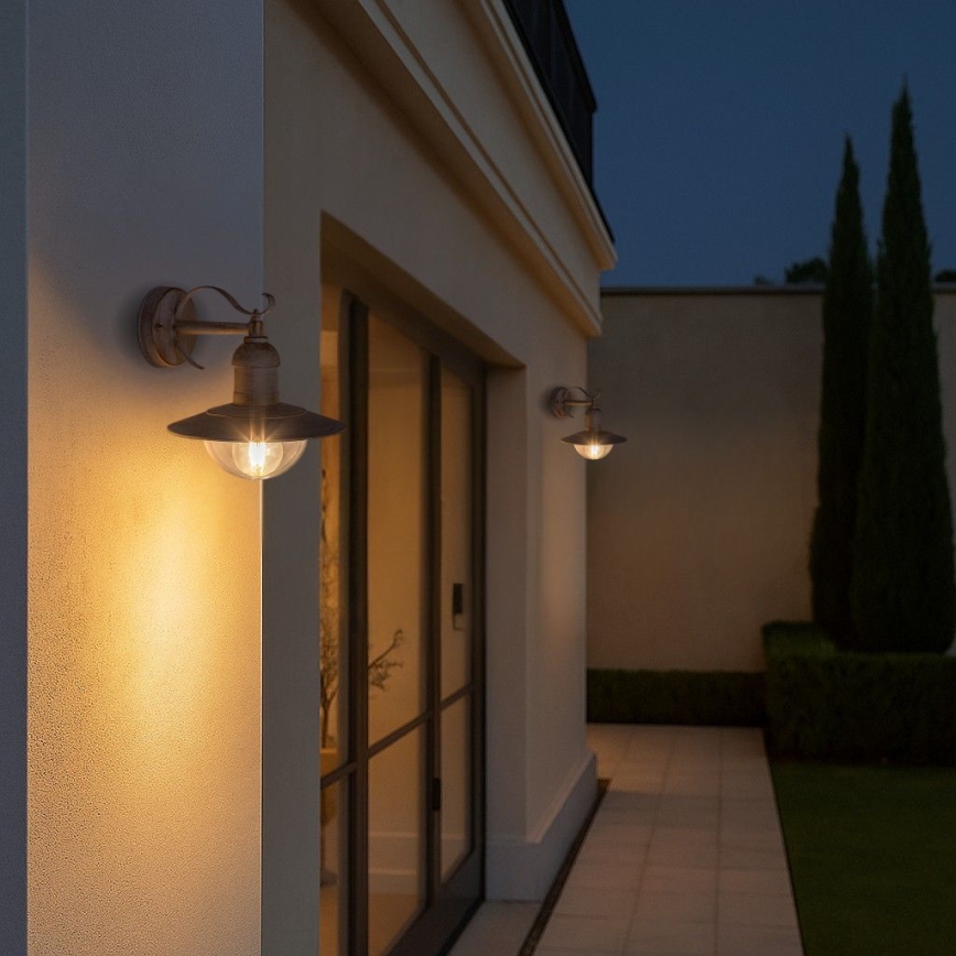 Brilagi - Aplique de pared exterior MOLDE 1xE27/60W/230V IP44 blanco/pátina