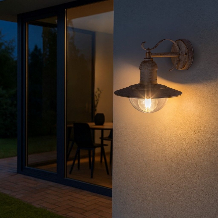 Brilagi - Aplique de pared exterior MOLDE 1xE27/60W/230V IP44 blanco/pátina