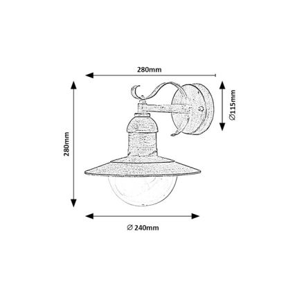 Brilagi - Aplique de pared exterior MOLDE 1xE27/60W/230V IP44 blanco/pátina