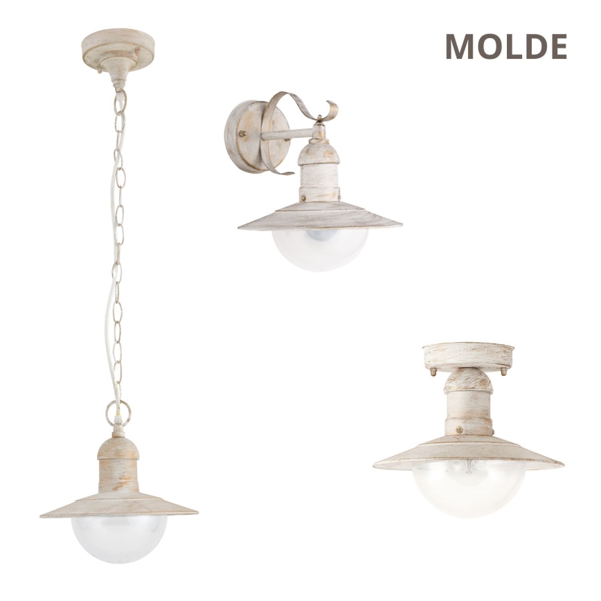 Brilagi - Aplique de pared exterior MOLDE 1xE27/60W/230V IP44 blanco/pátina