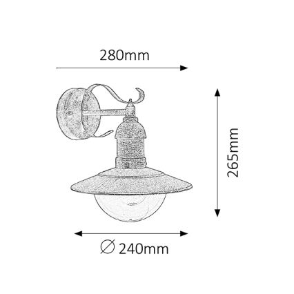 Brilagi - Aplique de pared exterior MOLDE 1xE27/60W/230V IP44 bronce/pátina