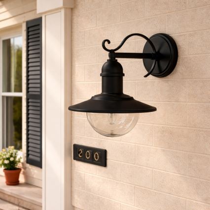 Brilagi - Aplique de pared exterior MOLDE 1xE27/60W/230V IP44 negro