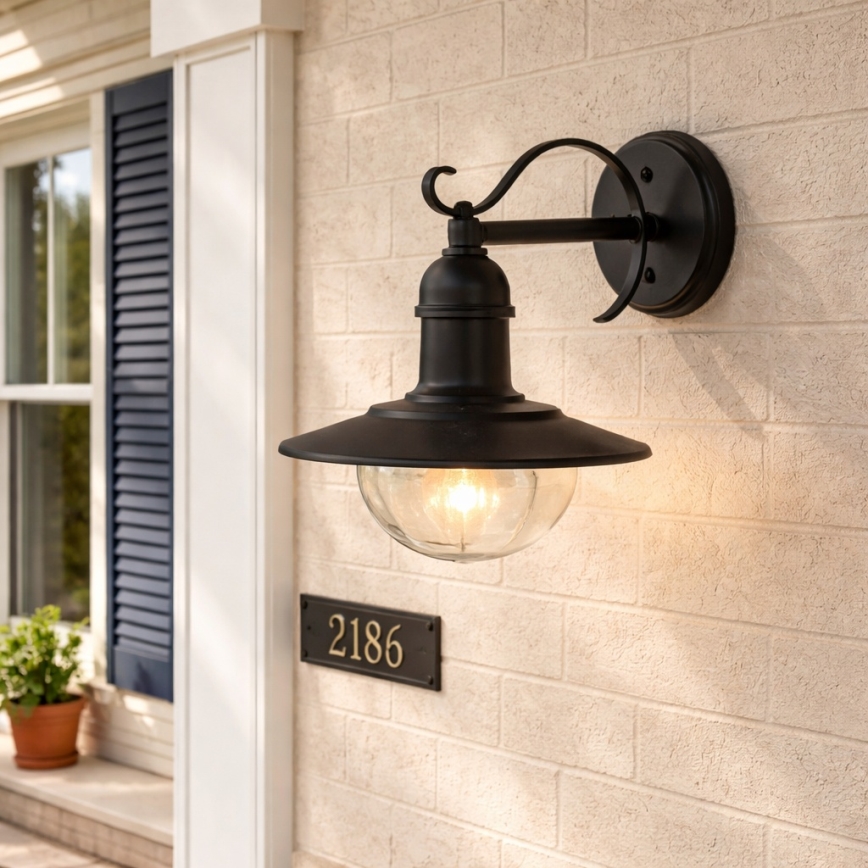 Brilagi - Aplique de pared exterior MOLDE 1xE27/60W/230V IP44 negro