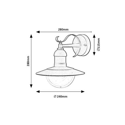 Brilagi - Aplique de pared exterior MOLDE 1xE27/60W/230V IP44 negro