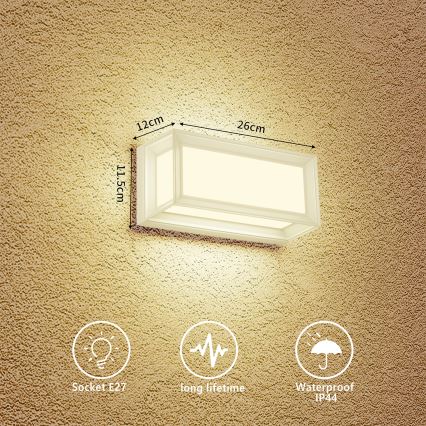 Brilagi - Aplique de pared exterior PARKER 1xE27/60W/230V blanco IP44