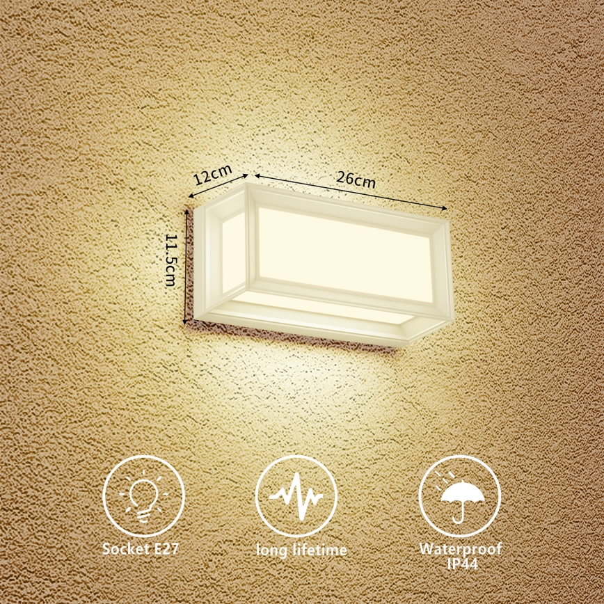 Brilagi - Aplique de pared exterior PARKER 1xE27/60W/230V blanco IP44