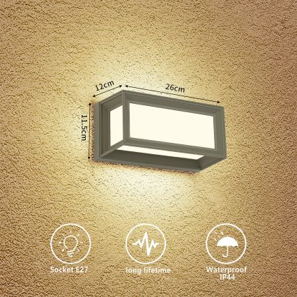 Brilagi - Aplique de pared exterior PARKER 1xE27/60W/230V gris IP44