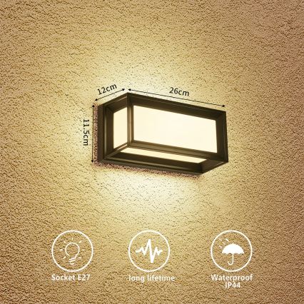 Brilagi - Aplique de pared exterior PARKER 1xE27/60W/230V negro IP44