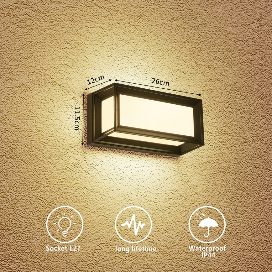 Brilagi - Aplique de pared exterior PARKER 1xE27/60W/230V negro IP44